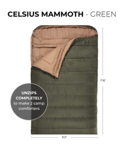 Alternative view of TETON Sports Mammoth Queen Size Sleeping Bag- Double Sleeping Bag – A Warm Bag The Whole Family can Enjoy – Great Sleeping Bag for Camping, Hunting and Base Camp. Compression Sack Included Green Mammoth 0F