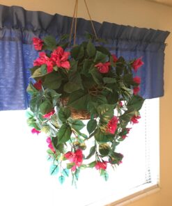 Nearly Natural Bougainvillea Basket Silk 1 Artificial Hanging Plant, 32 x 32 x 24, Green, Pink 42 71CBu4QZnFL
