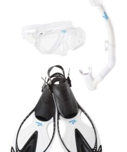 Speedo Unisex-Adult Adventure Swim Mask, Snorkel & Fins Set Black Frustration Free Packaging Small/Medium