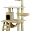 Go Pet Club Classic Cat Tree, Faux Fur Finish, Sisal Rope Scratcher, 62"H, Beige 47 71CGbOVmhEL