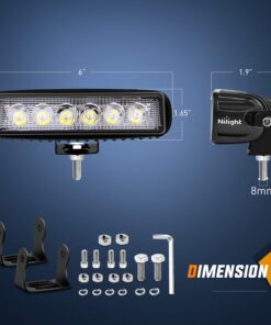 Nilight LED Light Bar 2PCS 18W 6Inch Flood LED Pods Offroad Led Work Light Driving Light Fog Light Boat Light Waterproof for SUV ATV 4WD Car Truck Golf Cart 12V 24V,2 Years Warranty 2Pcs 18W Lights 30 71CHFZWZvfL