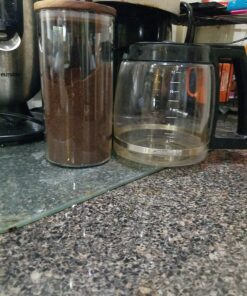 KKC HOME ACCENTS Clear Borosilicate Glass Storage Canister with Airtight Wood Lids,Sealed Glass Jar for Loose Leaf Tea,Grinder Coffee,Coffee Beans,Matcha Container,Fluid-oz 39 Floz 27 71CHLCKJSuL