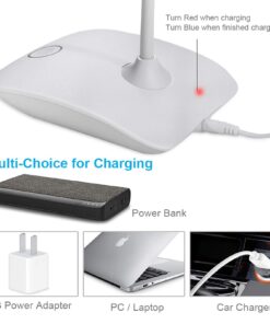 DEEPLITE LED Desk Lamp with Flexible Gooseneck 3 Level Brightness, Battery Operated Table Lamp 5W Touch Control,Compact Portable lamp for Dorm Study Office Bedroom,Eye-Caring and Energy Saving White 1 Pack 35 71CIuJltDqL