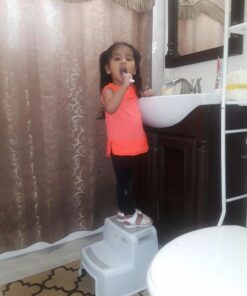 Dual Height 2 Step Stool for Kids | Slip Resistant Soft Grip Toddler's Stool for Potty Training and Use in The Bathroom or Kitchen | BPA Free for Comfort and Safety (1 Pack, Grey) 1 Count (Pack of 1) Gray 40 71CJHBoykaL