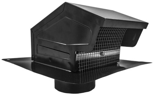 Builder's Best 084635 Galvanized Steel Roof Vent Cap with Damper & Removable Screen, 4" Diameter Collar, Black (Discontinued) Discontinued