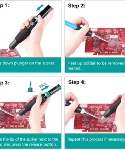 Tabiger Solder Wick & Desoldering Pump, Solder Sucker & Desoldering Wick, 2pcs Solder Braid (2.5mm Width, 1.5m Length)- Desoldering Vacuum Pump Solder Remover 12 71CLhn7MbL