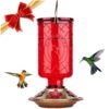 BOLITE Hummingbird Feeder, 18005 Glass Hummingbird Feeders for Outdoors Hanging, 5 Feeding Stations, 22 Ounces, Red Bottle, Xmas Gifts for Bird Lovers Red Elixir Bottle 49 71CNSZYgLoL