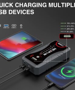 NEXPOW 1500A Peak Car Battery Jump Starter Pack for Up to 7.0L Gas and 5.5L Diesel Engines - Portable 12V Lithium Jump Box with LED Light and USB QC3.0 22 71CNaUrSHLL