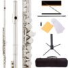 Mendini by Cecilio Premium Grade Silver Closed Hole C Flute with Stand, Book, Deluxe Case and Warranty, MFE-JS+SD+PB 36 71CNr5yc5aL