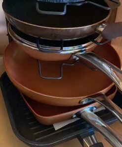 Deco Brothers Pan Organizer Rack for Kitchen Cabinet and Counter, Bronze 45 71CR6iUAotL