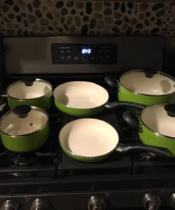 Cook N Home Pots and Pans Set Nonstick, 10 Piece Ceramic Kitchen Cookware Sets, Nonstick Cooking Set with Saucepans, Frying Pans, Dutch Oven Pot with Lids, Green 10-Piece 40 71CRUs0BBL