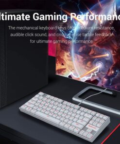 Alternative view of Redragon K552 Mechanical Gaming Keyboard 60% Compact 87 Key Kumara Wired Blue Switches for Windows PC Gamers (RED Backlit White)