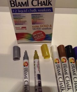 Blami Arts Liquid Chalk Markers Washable -14 Ink Pens & Extra Gold and Silver Colors - Chalkboard Labels Pack Included Non Toxic - Reversible Tips and Erasing Sponge included 14-pack multi-colors 36 71CSnXMAn2L 1