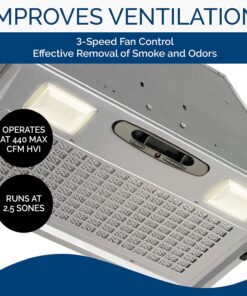 Broan Aluminum Power Pack Range Hood Insert, Exhaust Fan and Light Combo for Over Kitchen Stove, Silver, 6.0 Sones, 390 CFM 20.5-Inch 31 71CSs9KatdL