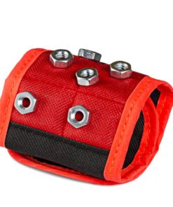 BYKES Magnetic Wristband for Holding Screws, Nuts, Nails and Bolts | Powerful Super Strong Magnetic Tool Wristband for Men and Women | Large Magnetic Wrist Tool Holder | Tool Gifts for Men | Red/Black 14 71CSzDlPeL