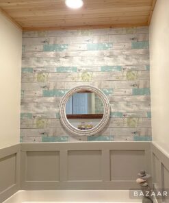 NuWallpaper NU3126 Beachwood Peel & Stick Wallpaper, Multicolor , Blue 40 71CTO1SxOxL