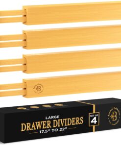Large Kitchen Drawer Organizer - Expandable Bamboo Drawer Dividers (17.5" - 22") - Adjustable Separators for Kitchen, Clothes, Dresser, Bedroom, Bathroom, and Desk Drawers - 4 Pack (Natural) Natural 33 71CTVQeV RL
