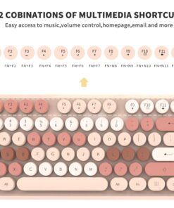 SADES V2020 Keyboard and Mouse Combo, Colorful Wireless Keyboard with Round Keycaps,2.4GHz Dropout-Free Connection,Long Battery Life,Cute Wireless Mouse for PC/Laptop/Computer (MilkTea Color) MilkTea color 26 71CUAEhZd5L