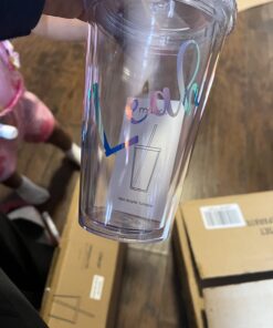 Maars Drinkware Bulk Double Wall Insulated Acrylic Tumblers with Straw and Lid (Set of 12), 16 oz, Clear 12 Count (Pack of 1) 35 71CWA1EJuVL