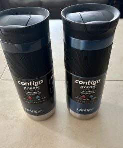 Contigo Byron Vacuum-Insulated Stainless Steel Travel Mug with Leak-Proof Lid, Reusable Coffee Cup or Water Bottle, BPA-Free, Keeps Drinks Hot or Cold for Hours, 20oz 2-Pack Blue Corn & Midnight Berry Blue Corn/Midnight Berry 20oz 2 Pack 11 71CX2BhRbCL