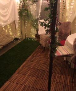 GOLDEN MOON Turf Grass, Artificial Grass, Tile Interlocking and Self-Draining Mat for Patio, Indoor Outdoor, 1x1 ft, 1.5 in Pile Height, 9 Pack 9 Tiles(9 sq ft) 47 71CXh1eDQAL