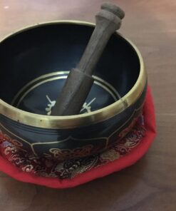 4" Exquisite Tibetan Singing Bowl Set for Meditation ~ Auspicious Eight Lucky Symbols, Buddha Eye & Dorje Painted ~ Silk Cushion & Wooden Mallet Included ~Handmade in Nepal by Thamelmart 51 71CYP5ilNWL