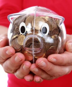 Windy City Novelties Small Educational Kids Clear Plastic Piggy Banks 26 71CZR0z7cL