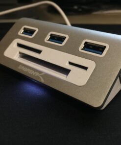 SABRENT Premium 3 Port Aluminum USB 3.0 Hub with Multi in 1 Card Reader (12" Cable) for iMac, All MacBooks, Mac Mini, or Any PC (HB-MACR) USB 3.0 Type A 41 71CZukft2qL