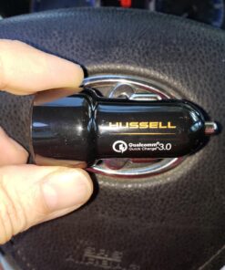 Hussell Car Charger Adapter - 3.0 Portable USB w/Fast Charge Technology & Dual Ports - Compatible w/Apple iPhone, Android, Tablet or Other USB Device - White Elephant, Stocking Stuffers 37 71Ca7yycO9L 1