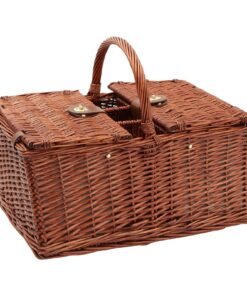 Juvale Wicker Picnic Basket for 4 with Utensils, Glasses, and Insulated Cooler Bag - Luxury Camping, Picnic Essentials, Picnic Kit 46 71CbkbwpjNL
