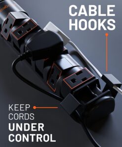 ECHOGEAR VoltSpin Surge Protector Power Strip with Rotating Outlets, Flat Plug, Long Cord, & Mounting Holes - Power Strip with Heavy Duty Surge Supression Plus Built-in Cable Management Single - Black 32 71CbpTMyjML