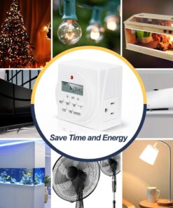 iPower 7 Day Heavy Duty Digital Programmable Electric Timer, Indoor Dual Outlet Switch for Lights, Appliance, Pool Pump, 125VAC, 15A, 60 Hz, 1725W, 2-Pack, white 2 pack 13 71Cc6pTEIhL