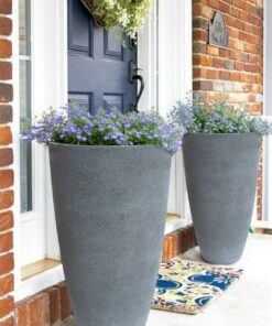 LA JOLIE MUSE Set of 2 Tall Planters with Trays, 20 Inch Indoor/Outdoor Tall Planters,Large Grey Flower Pots,Tree Planters for Front Door,Patio and Deck 2 Pack - 20" Gray 25 71CcVt7JqCL
