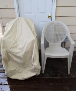 Classic Accessories Veranda Water-Resistant 25.5 Inch Stackable Patio Chair Cover, Pebble 45 71CdZOBzobL