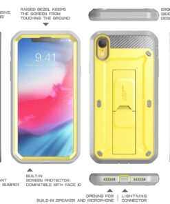 iPhone XR Case, SUPCASE Full-Body Rugged Holster Kickstand Case with Built-in Screen Protector for Apple iPhone XR 6.1 Inch (2018 Release), Unicorn Beetle Pro Series -Retail Package (Yellow) Yellow 13 71ChgSuvdjL
