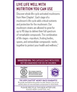 New Chapter Immune Support LifeShield Immune Support with Organic Reishi Mushroom Vegan + Non-GMO, Nootropic Ingredients - 60 ct 60 Count (Pack of 1) 18 71ChkwvKofL