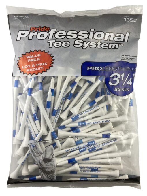 Pride Professional Tee System, 3-1/4 inch ProLength Plus Tee, 135 count, White