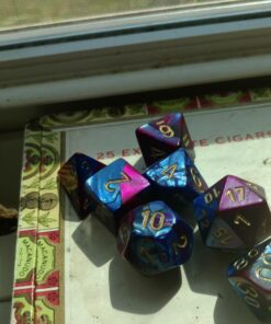 Chessex Manufacturing Cube Gemini Set of 7 Dice - Blue & Purple with Gold Numbering CHX-26428 36 71CihIDG L 1