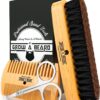 Beard Brush for Men & Beard Comb Set w/Mustache Scissors Grooming Kit, Natural Boar Bristle Brush, Dual Action Wood Comb, and Travel Bag Great for Christmas Gift (Bamboo) Bamboo 26 71Cj5biAMlL