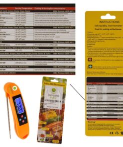 Digital Thermometer Talking Instant Read- Electronic BBQ- Great for Barbecue, Baking, Grilling, Cooking, All Food & Meat, Liquids- Collapsible Internal long Probe (Orange) By Surround Point 21 71CjpjB F7L