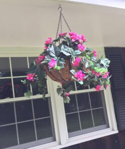 Nearly Natural Bougainvillea Basket Silk 1 Artificial Hanging Plant, 32 x 32 x 24, Green, Pink 52 71CkEDnrcL