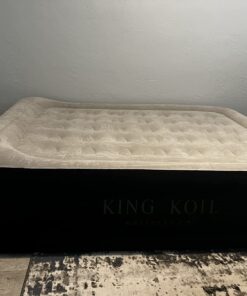 King Koil Luxury Air Mattress Queen with Built-in Pump for Home, 20” Queen Size Inflatable Airbed Luxury Double High Adjustable Blow Up Mattress, Durable - Portable and Waterproof, Black 20 Inch 47 71CoTon5csL