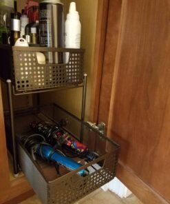 Sorbus 2 Tier Under Sink Bathroom Organizers and Storage, Strong Steel Mesh Sliding Drawers for Enhanced Bathroom Storage, Bathroom Organization and Storage & Under Kitchen Sink Organizer (Bronze) Bronze 22 71Cp93Nd6qL