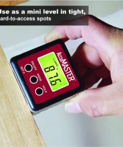 Calculated Industries 7434 AccuMASTER 2-in 1 Magnetic Digital Level and Angle Finder Certified IP54 Dust and Water Resistant,Red Brick Maroon Digital Angle Finder 23 71CpI1ZyVDL