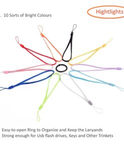 Alternative view of Enfain Lightweight Bracelet Straps Hand Grip Lanyard Identifier Holder Attaches for USB Flash Drives (7-inch, 10 Pack Color Assorted) 10 Assorted Colors 10-Pack