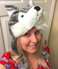 Super Z Outlet Cute Plush Animal Hat Winter Warm Winter Fashion Clothing Accessories (Husky/Wolf-Short) Grey 24 71CqRZL86WL