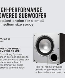 Polk Audio PSW10 10" Powered Subwoofer – Power Port Technology, Up to 100 Watts, Big Bass in Compact Design, Easy Setup with Home Theater Systems, Timbre-Matched with Monitor & T-series Polk Speakers single subwoofer 28 71CsfOhDgL