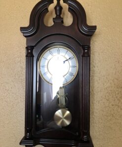 Pendulum Wall Clock Battery Operated - Hanging Grandfather Wall Clock with Pendulum - Quiet, Wood Pendulum Clock - Wooden Pendulum Wall Clock for Living Room Decor, Office & Home Décor Gift 23.5x9 Dark Wood 36 71Csw9CdNCL 1