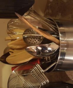 Oggi Stainless Steel Jumbo Utensil Holder - 7" Utensil Caddy, Weighted Base for Stability - Extra Large Utensil Crock and Countertop Utensil Organizer, Stainless Steel Stainless Steel - 7" 55 71CticYQ rL