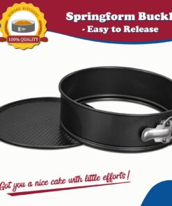 HIWARE 9 Inch Non-stick Cheesecake Pan Springform Pan with Removable Bottom/Leakproof Cake Pan with 50 Pcs Parchment Paper - Black 9-Inch 22 71CuTJrozEL